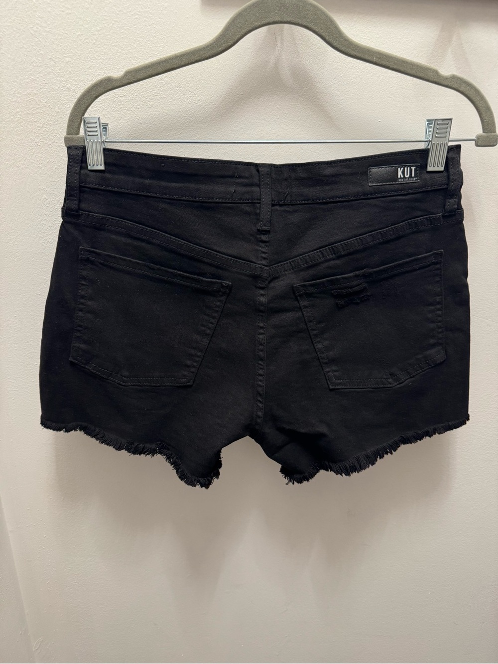 Kut from the Kloth Black Frayed Hem Denim Shorts - Picture 3 of 3